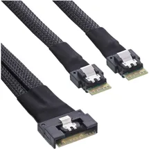 InLine Slim SAS Kabel, SFF-8654 8i zu 2x SFF-8654 4i, 1m