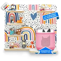 stadtecken Holzregal passend für Toniebox 2 I Geeignet für ca. 30 Tonies I Perfekte Aufbewahrung im Kinderzimmer I Regal zum Aufstellen oder Aufhängen (Follow The Rainbow, Mit Schmalen Boden)