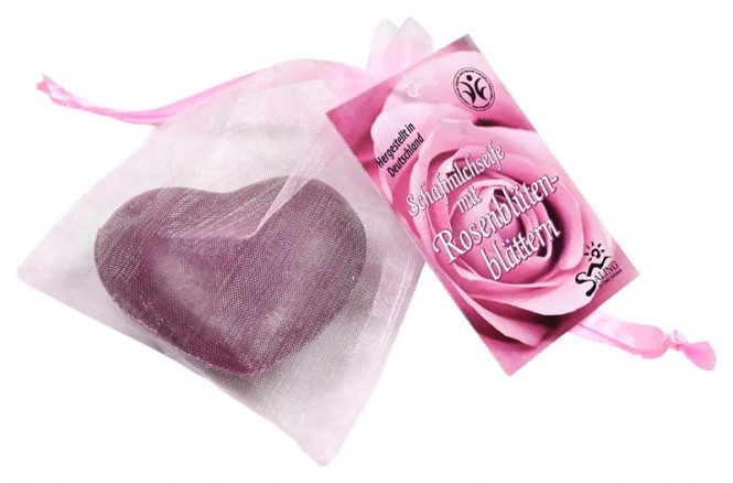 Saling Schafmilchseife Herz pink im Organza