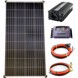 Solartronics Komplettset 1x130 Watt Poly Solarmodul 600 W Spannungswandler 10A Laderegler gelb Solar Inselanlage