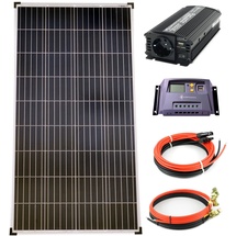 Solartronics Komplettset 1x130 Watt Poly Solarmodul 600 W Spannungswandler 10A Laderegler gelb Solar Inselanlage