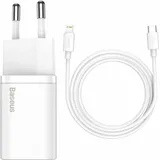 Baseus Super Si 1C schnelles Ladegerät USB Typ C 20 W Power Delivery + USB-C - Lightning-Kabel 1 m weiß