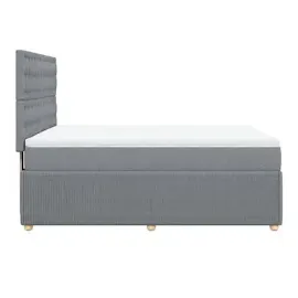 vidaXL Boxspringbett mit Matratze Hellgrau 160x200 cm Stoff