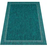 Paco Home Outdoor Teppich Flachgewebe In- Sisal-optik mit Bordüre Uv-beständig Robust Türkis, 300x400 cm,