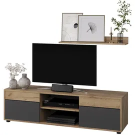 Vicco Wohnwand Berno, Goldkraft Eiche/Anthrazit, 2 Teile, Vicco