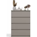veneti Malwa M4 Kommode Schrank 4 Schubladen Lehmgrau Für Zuhause Für Büro - Grau
