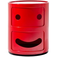 Kartell Componibili Container lächelnd, Kunststoff, Rot, 32 x 32 x 40 cm