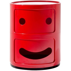Kartell Componibili Container lächelnd, Kunststoff, Rot, 32 x 32 x 40 cm