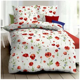 KAEPPEL Sommermohn Blumen Rot 155 x 220 cm + 80 x 80 cm