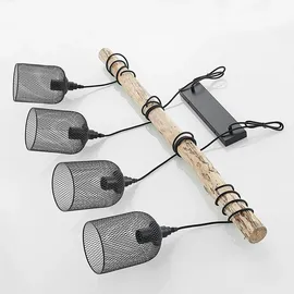 LINDBY Elrond 4-flg. 60 W 116 cm rund Holz schwarz