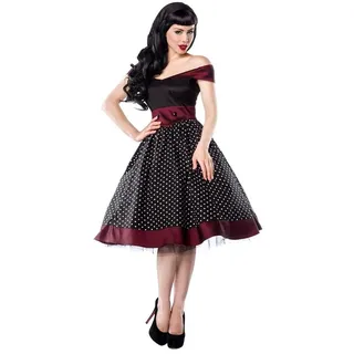 Atixo A-Linien-Kleid 50er Jahre Pin Up Rockabilly Kleid Retro Vintage Kleid Retrokleid dots schwarz 36