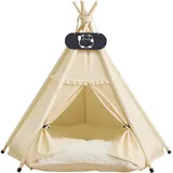 Whiwhi Tipi Zelt für Haustiere mit Doppelseitigem Kissen Hundezelt Abnehmbar und Waschbar Luxery Hundehöhle Katzenzelt und Haustierhäuser 40x40x50cm