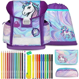 Belmil Schulranzen Set Classy Unicorn Dream 10-teilig gefüllt