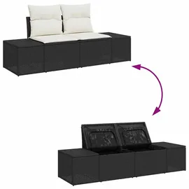 vidaXL Garten-Sofa-Set 12 pcs Schwarz, Creme 110 x 55 x 71 cm