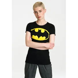 LOGOSHIRT T-Shirt "Batman", Damen, Gr. XS, schwarz (schwarz, gelb), 100% Baumwolle, bedruckt, mehrfarbig, normal, Rundhals, Shirts T-Shirt, mit coolem Superhelden-Print