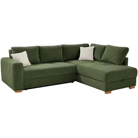 Jockenhöfer Gruppe Ecksofa »Sunset, Dauerschlafsofa mit« Tonnentaschen-Federkern, 5cm Kaltschaumtopper, flexible montierbar, grün