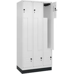 C+P Z-Spind Classic PLUS, Sockel, 6 Abteile, HxBxT 195x90x50cm, Sicherheitsdrehriegel, Verkehrsweiß von PROREGAL