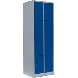 Lüllmann Schließfachschrank lichtgrau, enzianblau 520421, 8 Schließfächer 60,0 x 50,0 x 180,0 cm