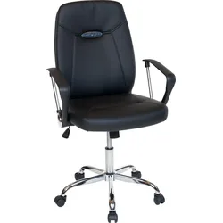 Bürostuhl DUO COLLECTION "Leevi", schwarz (schwarz, verchromt), B:54cm H:110cm T:54cm, 70% Polyurethane, 25% Polyester, 5% sonstige Fasern, Stühle