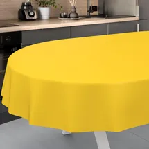 ANRO Wachstuch-Tischdecke abwaschbar Oval 200 x 140 cm Gelb