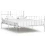 vidaXL Bettgestell mit Lattenrost Weiß Metall 140 × 200 cm
