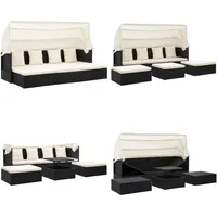 Garten-sonneninsel Mit Dach Schwarz Poly Rattan - Sonneninsel - Sonneninseln - Home & Living - Schwarz