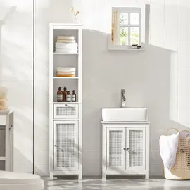 SoBuy Hochschrank Weiß Holzwerkstoff, 35x161x32 cm, Badezimmer, Badezimmerschränke, Hochschränke