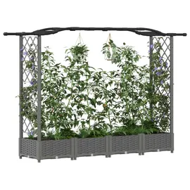 vidaXL Hochbeet mit Rankgitter und Dach 207 x 40 x 126 cm Hellgrau