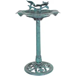 Vogeltränke stehend grün Vogel Tränkebecken Garten Vogelbad Garten, verschnörkelt Vogelfigur, 2,4 kg, DxH 50x82 cm