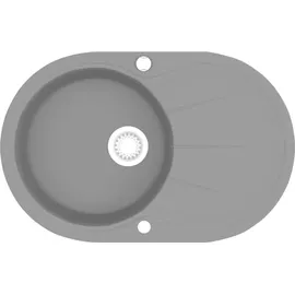 vidaXL Granitspüle Einzelbecken Oval Grau -
