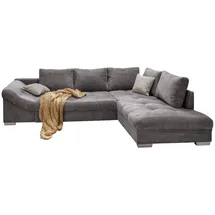 luma-home schönes für dein zuhause Eckcouch Cord mit Schlaffunktion 2-Sitzer Grau