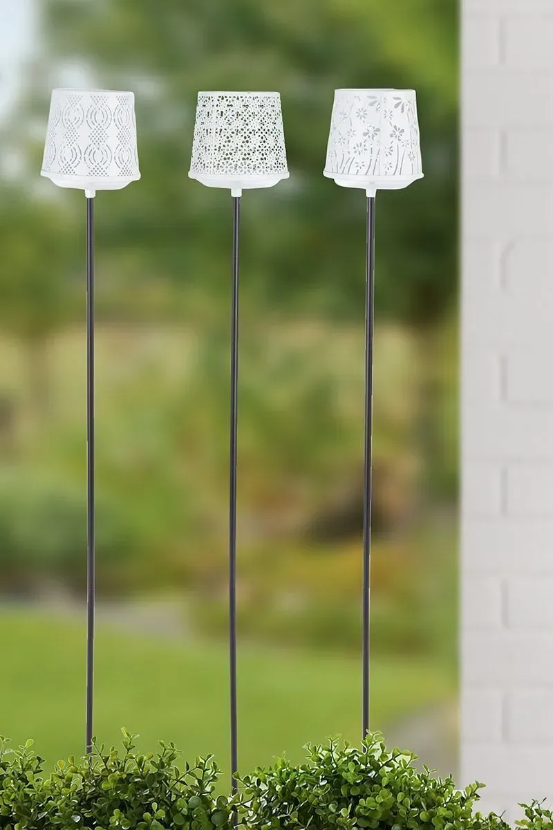 Gartenstecker mit Windlicht Malou weiß Variante 3