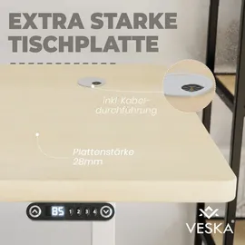 veska Höhenverstellbarer Schreibtisch (140 x 70 cm) - Sitz- & Stehpult - Bürotisch Elektrisch Höhenverstellbar mit Touchscreen & Stahlfüßen - Anthrazit/Bambus
