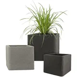 Pflanzwerk® Pflanzkübel Kunststoff Cube Lava Anthrazit 34x40x40cm Blumentopf *Frostbeständige Blumenkübel* *UV-Schutz* *Premium Pflanzenkübel Qualität*