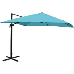 Mendler Gastronomie-Ampelschirm HWC-A96, Sonnenschirm, 3x3m (Ø4,24m) Polyester/Alu 23kg ~ türkis ohne Ständer