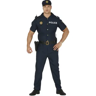 Fiestas Guirca Polizeiheldenkostüm für Herren, Polizeiuniform, Marineblau, mit Polizeihut, Polizeikostüme für Herren, Größe S 46-48