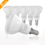 B.K.Licht - 5er Set LED Lampe E14 mit warmweißer Lichtfarbe, 6 Watt, 450 Lumen, LED, LED Glühbirne, LED Leuchtmittel, LED Birne, R50, Glühlampen, Bulb, 8,5x5 cm, Weiß