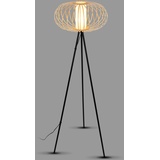 BRILONER – Stehlampe für das Wohnzimmer, Leselampe, Lampe Wohnzimmer, Wohnzimmerlampe, Stehlampe Holz, Boho, Schlafzimmer Deko, Stehleuchte, E27 Fassung, Schwarz-Holz