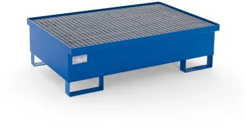 Hardwex Auffangwanne mit Gitterrost, unterfahrbar, lackiert, für 2 x 200-l-Fässer