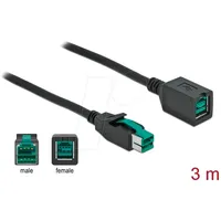 DeLock PoweredUSB 12V Stecker, PoweredUSB 12V Buchse 3.00m Schwarz