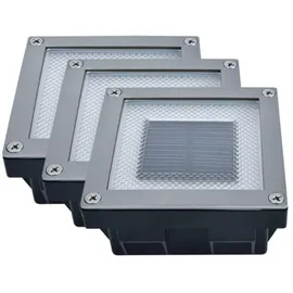 Melitec 3er Set Solar Bodenleuchte SEL05 – LED befahrbar, IP67, bis 750 kg, Edelstahl matt gebürstet, inkl. Akku