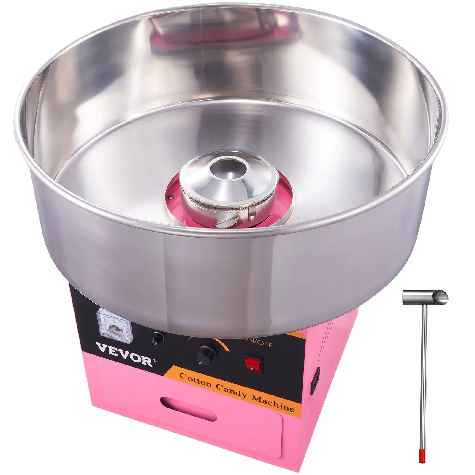 VEVOR Elektrische Zuckerwattemaschine 1000 W, Kommerzielles Zuckerwattegerät mit Edelstahlschüssel, Zuckerschaufel und Schublade, Perfekt für Zuhause, Kindergeburtstag, Familienfeier, Rosa