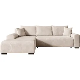 storez24 Eckcouch Cordstoff 3-Sitzer Beige