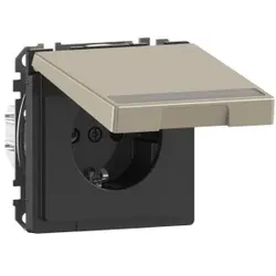 Merten MEG2312-6050 SCHUKO-Steckdose m. Klappd. u. Schriftf., BRS, StK, Nickelmetallic, System Design MEG23126050