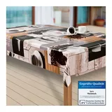 Laro Wachstuch-Tischdecke abwaschbar 220 x 118 cm Schwarz/Braun