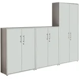 Aktenschrank TABOR 53 Büroschrank Mehrzweckschrank abschließbar Metallgriffe (lichtgrau/weiß matt)