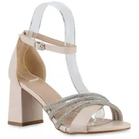 Stiefelparadies Damen Riemchensandaletten in Beige