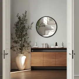 Tectake tectake® Runder Wandspiegel Ø 60 cm, 3 mm dickes Glas, integrierte Befestigungshaken