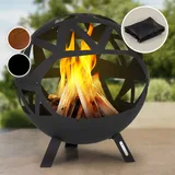 Blumfeldt Feuerschale Ø 66 cm Kugelform mit Holzkohlerost & Ascheschale Geometrisch Schwarz