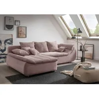 Ecksofa INOSIGN "Imola elegant und bequem, aktuelle Steppung im Sitz, L-Form", rosa, B:270cm H:90cm T:170cm, Microfaser PRIMABELLE (100% Polyester) / Struktur (82% Polyester, 9% Viscose, 7% Baumwolle, 2% Nylon), Kunstleder SOFTLUX / Struktur (82% Polyester, 9% Viscose, 7% Baumwolle, 2% Nylon), Sofas, wahlweise mit Bettfunktion
